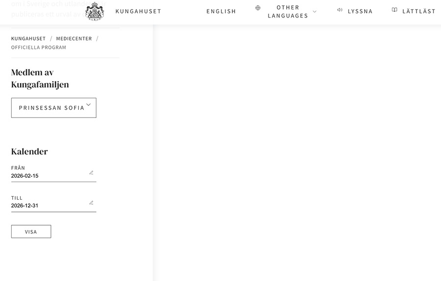 Prinsessan Sofia utan uppdrag &ndash; saknas helt i hovets kalender
