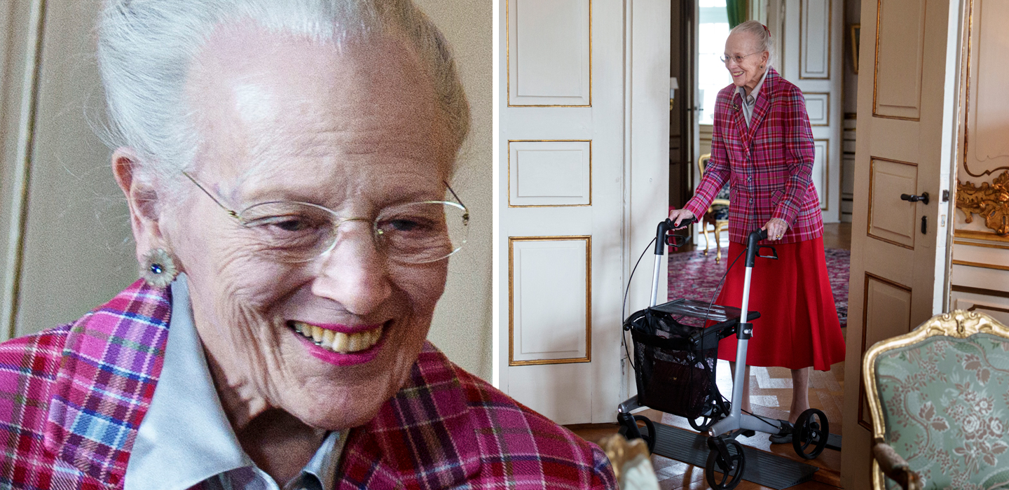 Chocken på slottet – drottning Margrethe anländer med rullator